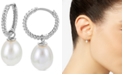 Macy's Cultured Freshwater Pearl (8-9mm) Dangle Hoop Earrings in Sterling Silver
